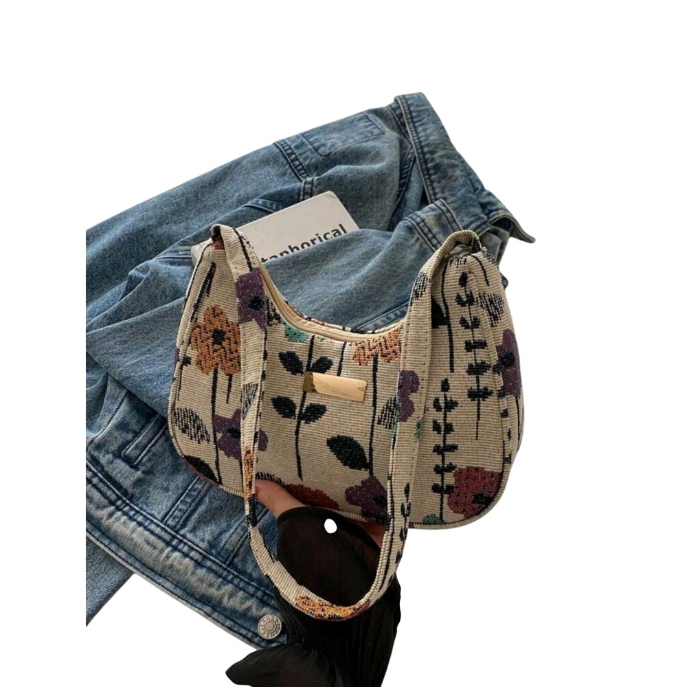 Floral Tapestry Shoulder Bag Purse Hobo‎ Baguette Style for Women